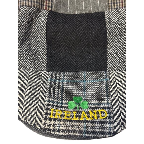 JC Walsh & Sons Ireland Patchwork Flat Cap With Embroidered Shamrock & Irish Ble - Picture 2 of 6